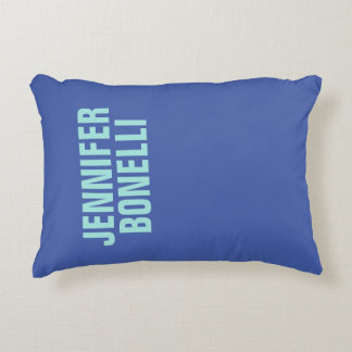 Professional minimalist bold blue name decorative cushion