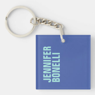 Professional minimalist bold blue name key ring