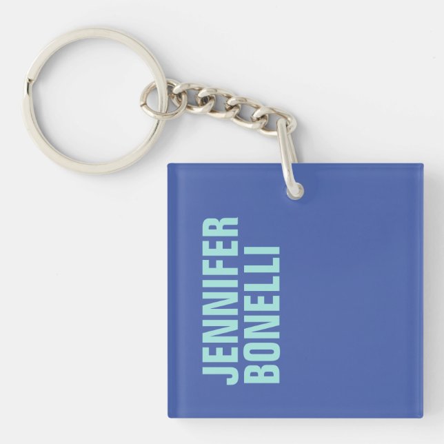 Professional minimalist bold blue name key ring (Front)
