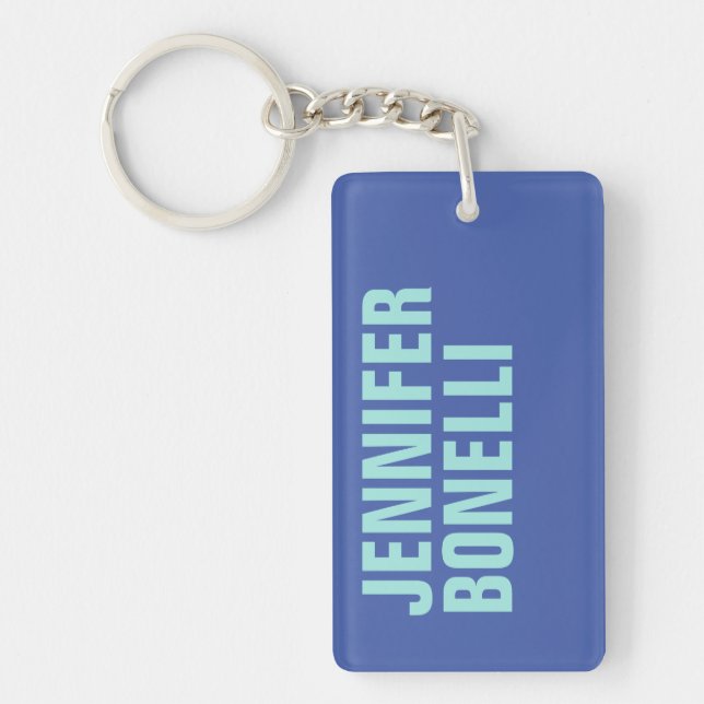 Professional minimalist bold blue name key ring (Front)
