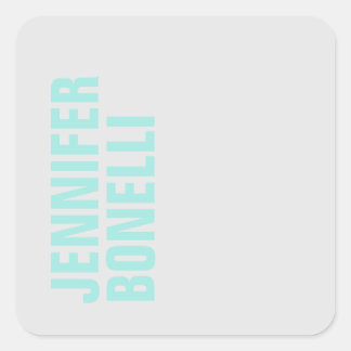 Professional minimalist bold blue name square sticker
