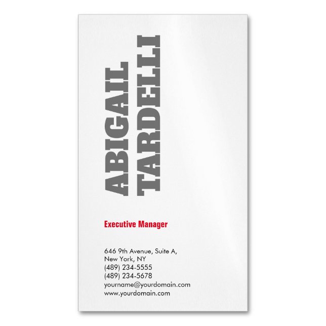 Professional minimalist bold modern custom plain 	Magnetic business card (Front Vertical)