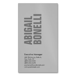 Professional minimalist bold modern grey 	Magnetic business card