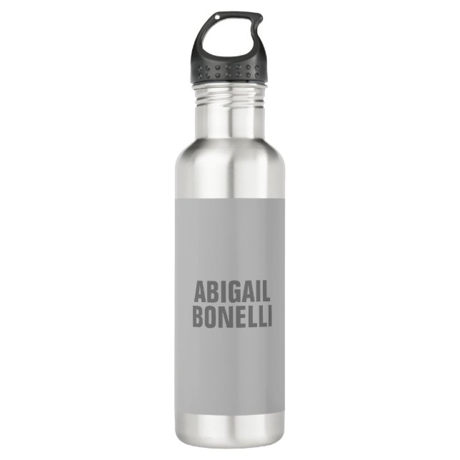 Professional minimalist bold modern grey name 710 ml water bottle (Front)