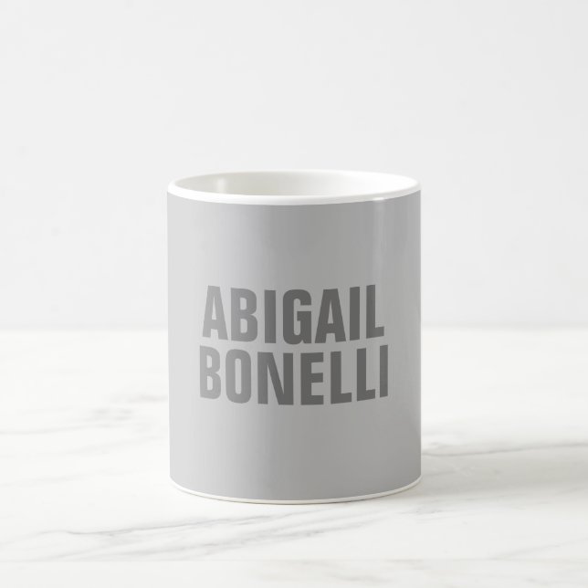 Professional minimalist bold modern grey name coffee mug (Center)
