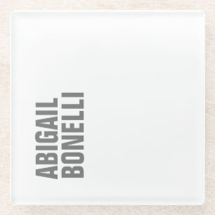 Professional minimalist bold modern grey name glass coaster