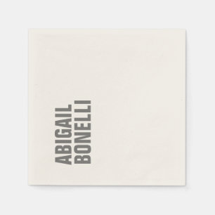 Professional minimalist bold modern grey name napkin