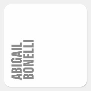 Professional minimalist bold modern grey name square sticker