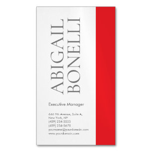 Professional minimalist bold modern grey red white Magnetic business card