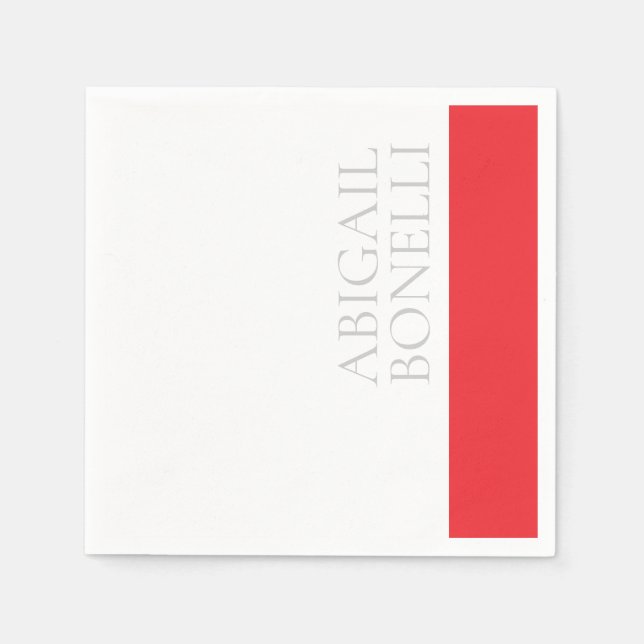 Professional minimalist bold modern grey red white napkin (Front)