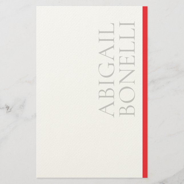 Professional minimalist bold modern grey red white stationery (Front)