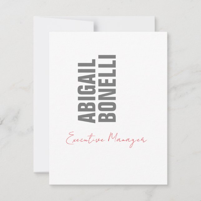 Professional minimalist bold modern grey white card (Front)