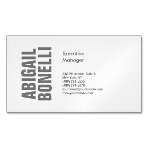 Professional minimalist bold modern grey white Magnetic business card