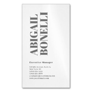 Professional minimalist bold modern grey white Magnetic business card