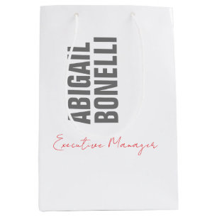 Professional minimalist bold modern grey white medium gift bag