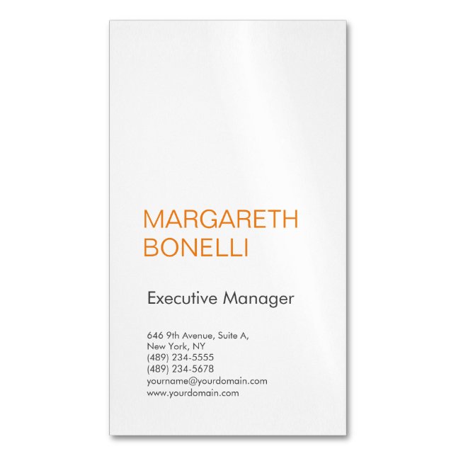 Professional minimalist bold modern 	Magnetic business card (Front Vertical)