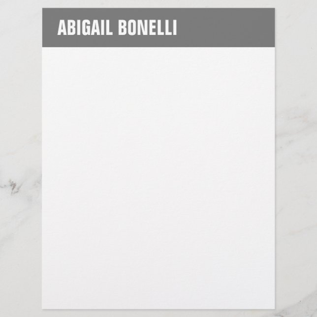 Professional minimalist bold name chic grey white custom letterhead (Front)