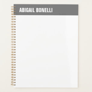 Professional minimalist bold name chic grey white planner