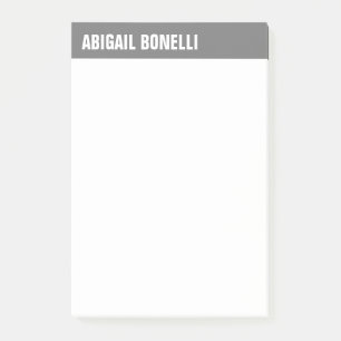 Professional minimalist bold name chic grey white post-it notes