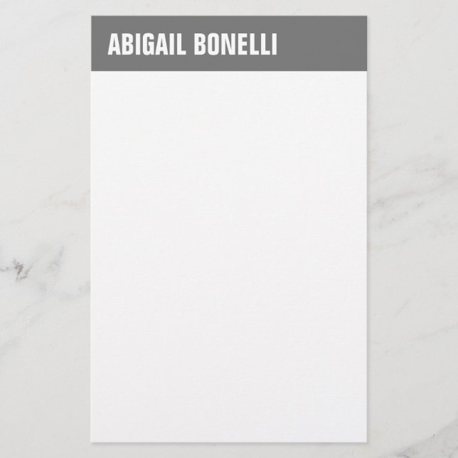 Professional minimalist bold name chic grey white stationery (Front)