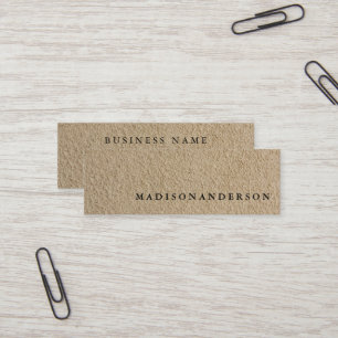 Professional Minimalist Brown Kraft Sand Paper Mini Business Card