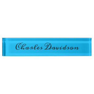 Professional Minimalist Calligraphy Deep Sky Blue Nameplate
