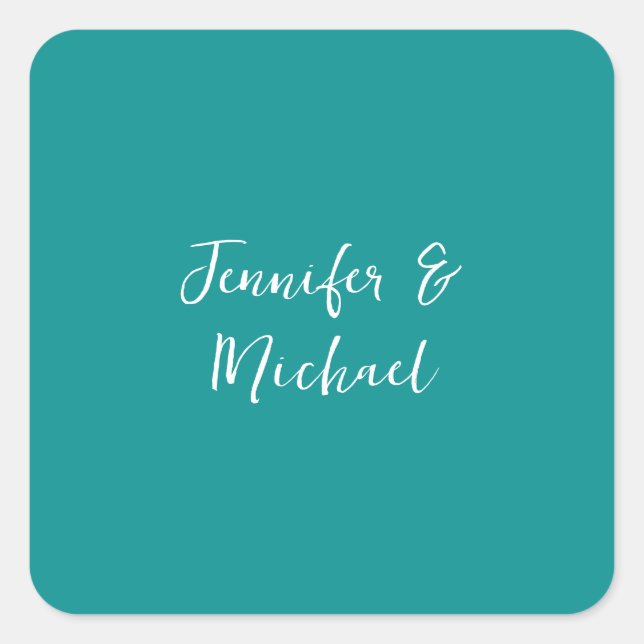 Professional minimalist calligraphy green blue square sticker (Front)