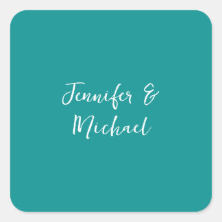 Professional minimalist calligraphy green blue square sticker