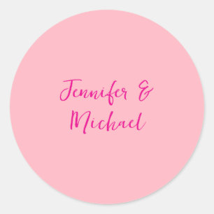 Professional minimalist calligraphy light pink classic round sticker
