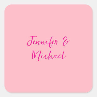 Professional minimalist calligraphy light pink square sticker