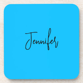 Professional minimalist calligraphy name sky blue coaster