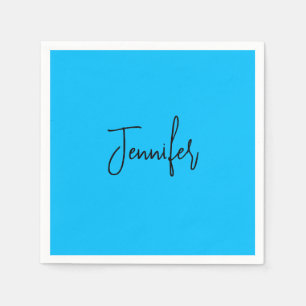 Professional minimalist calligraphy name sky blue napkin