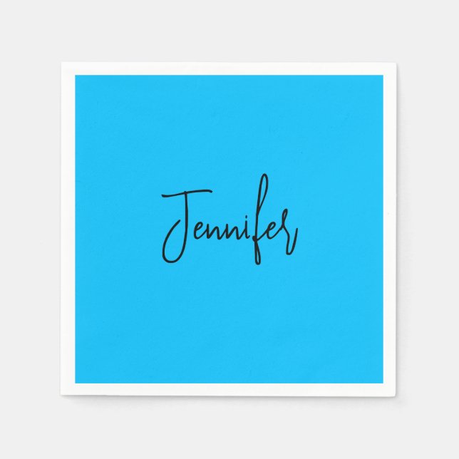 Professional minimalist calligraphy name sky blue napkin (Front)