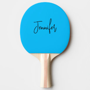 Professional minimalist calligraphy name sky blue ping pong paddle
