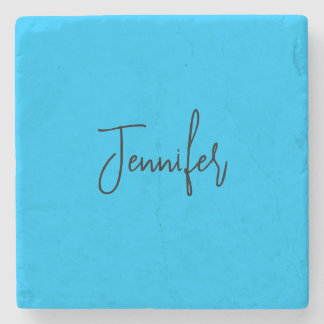 Professional minimalist calligraphy name sky blue stone coaster