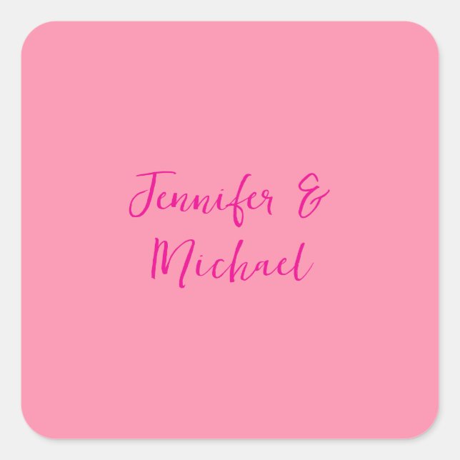 Professional minimalist calligraphy pink colour square sticker (Front)