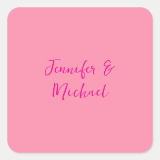 Professional minimalist calligraphy pink colour square sticker