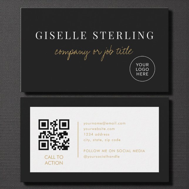 Professional Minimalist Company Logo QR Code Business Card (Creator Uploaded)