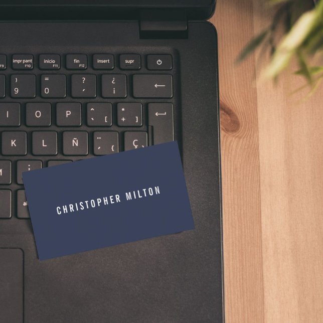 Professional Minimalist Dark Blue White Consultant Business Card (Creator Uploaded)