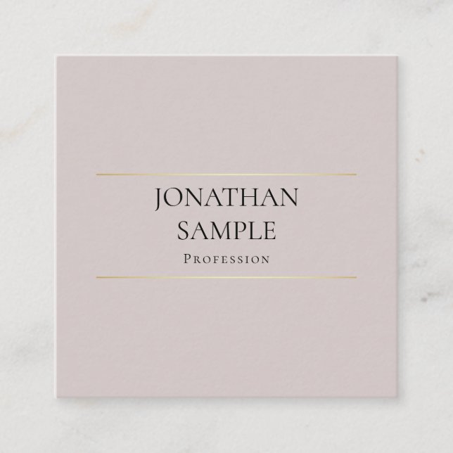 Professional Minimalist Design Elegant Plain Luxe Square Business Card (Front)