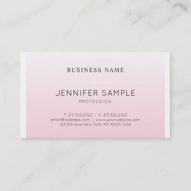Professional Minimalist Elegant Pink Plain Modern Business Card (Front)