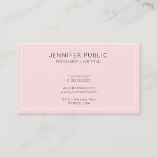 Professional Minimalist Elegant Pink Plain Trendy Business Card