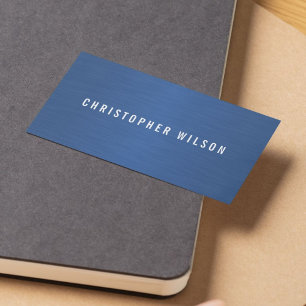 Professional Minimalist Faux Blue Metal Consultant Business Card