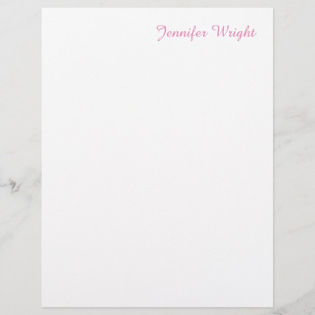 Professional minimalist feminine pink custom letterhead (Front)