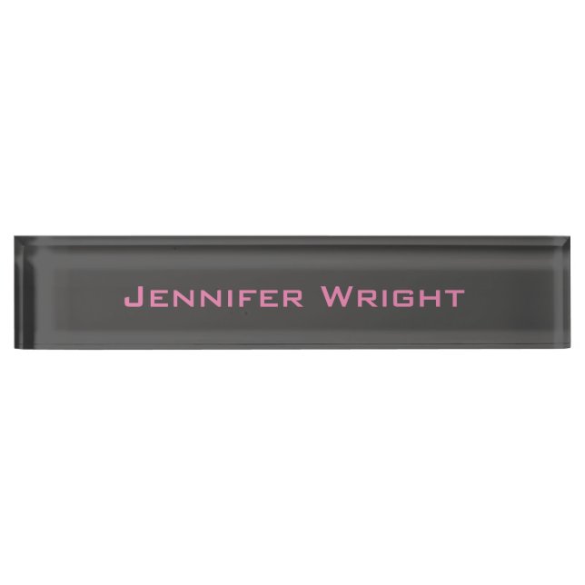 Professional minimalist feminine pink grey nameplate (Front)