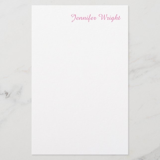 Professional minimalist feminine pink stationery (Front)