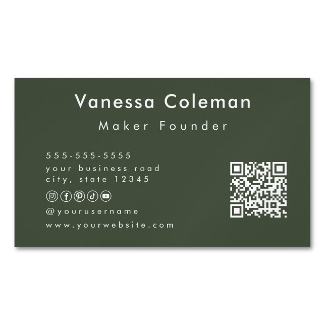 Professional Minimalist Forest Green Business Card (Front)