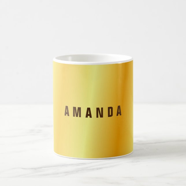 Professional minimalist gold color add your name coffee mug (Center)