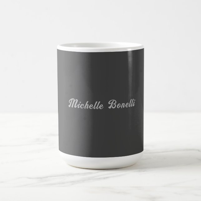 Professional Minimalist Grey Modern Calligraphy Coffee Mug (Center)