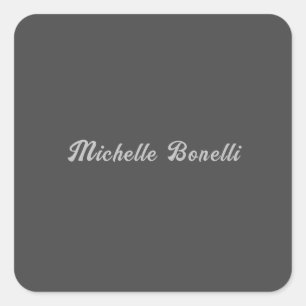 Professional Minimalist Grey Modern Calligraphy Square Sticker